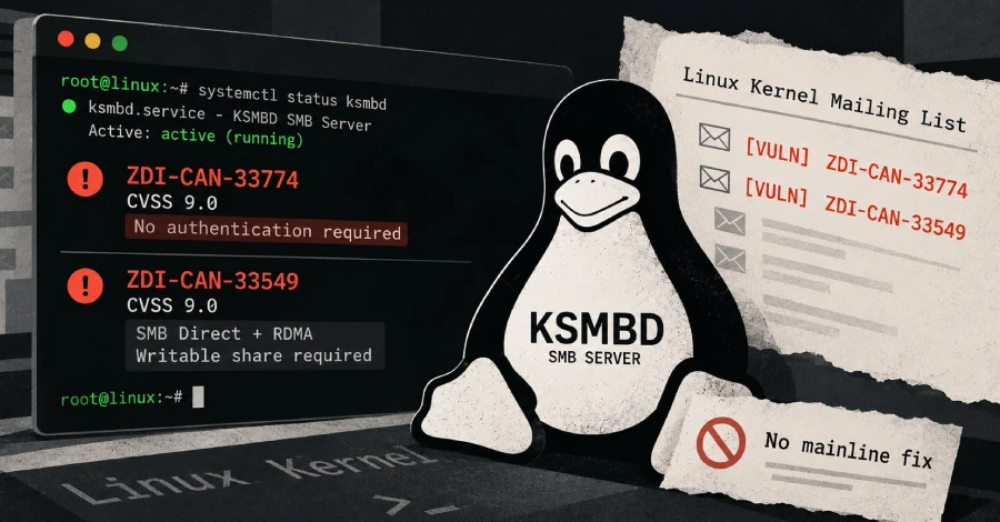 Two Linux KSMBD Remote Code Flaws Published Before Any Fix